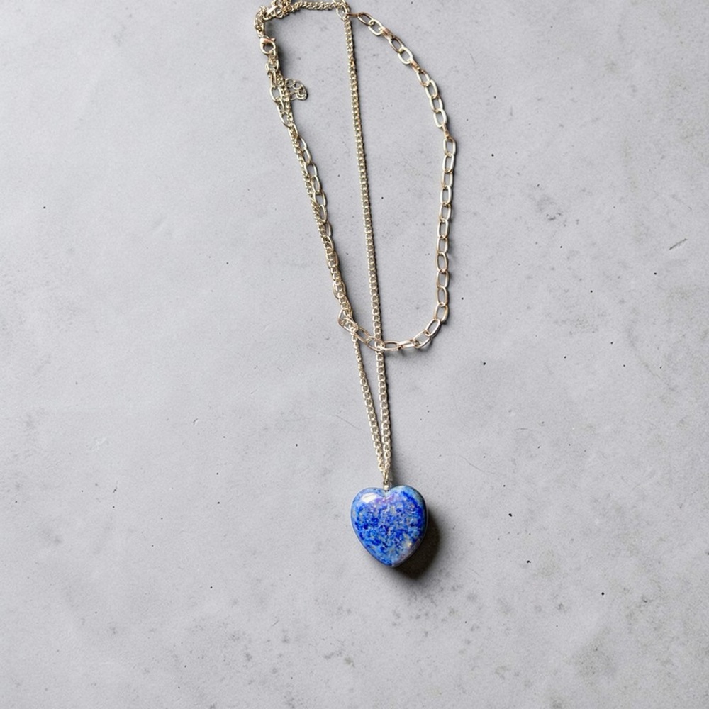 Lapis Gemstone Heart Necklace